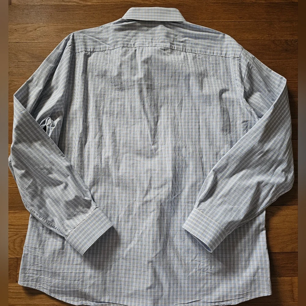 Michael Kors Slim Fit Blue Tan Button Down Dress Shirt Mens Size XL 17-1/2 34-35 - Picture 5 of 13
